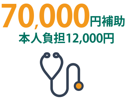 70,000円補助、本人負担8,000円